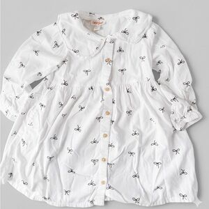 Cat & Jack White Long-Sleeve Girls' Dress Shirt with Black Bow Print